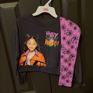 Hey Boo Graphic Sweatshirt and Pink Spiderweb Leggings
